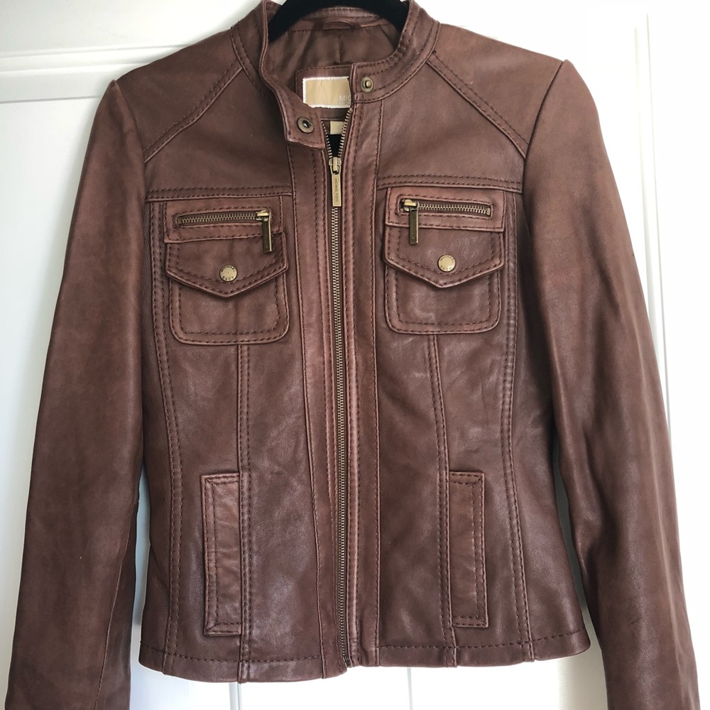 Michael Kors Brown Leather Jacket